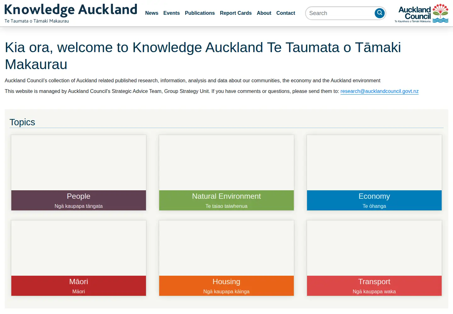 Screenshot of knowledgeauckland.org.nz