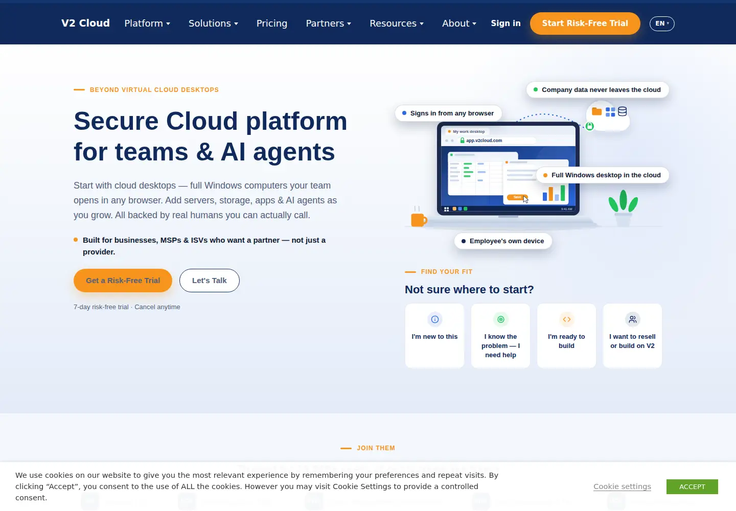 Screenshot of v2cloud.com