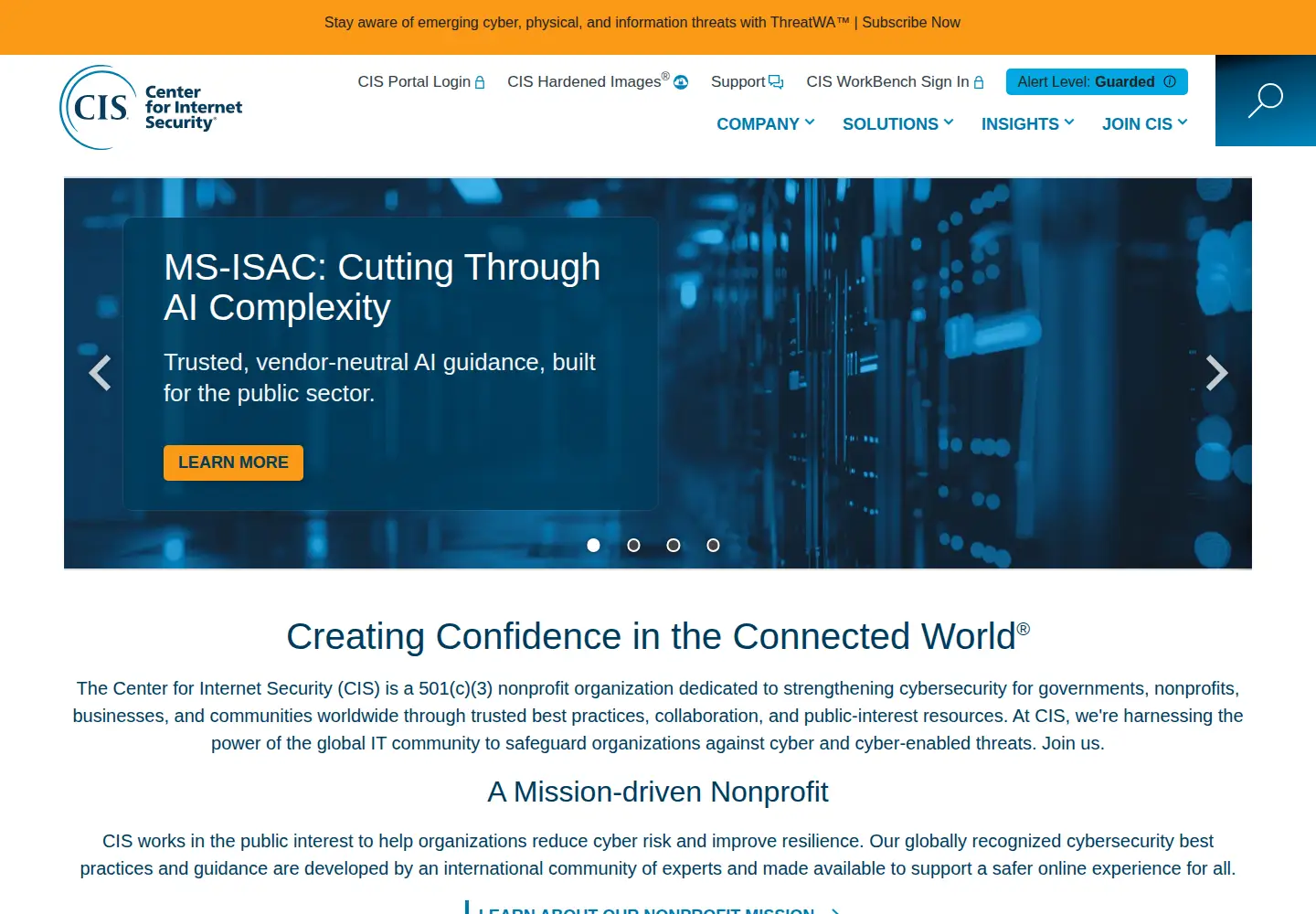 Screenshot of cisecurity.org