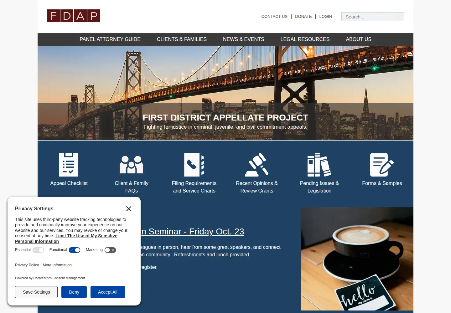 Captured homepage of fdap.org in the current scan