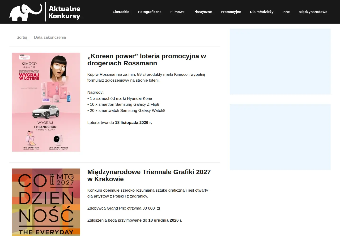 Screenshot of aktualnekonkursy.pl