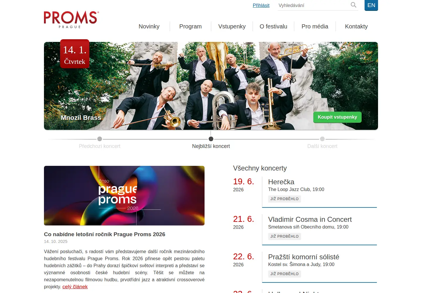 Captured homepage of pragueproms.cz in the current scan
