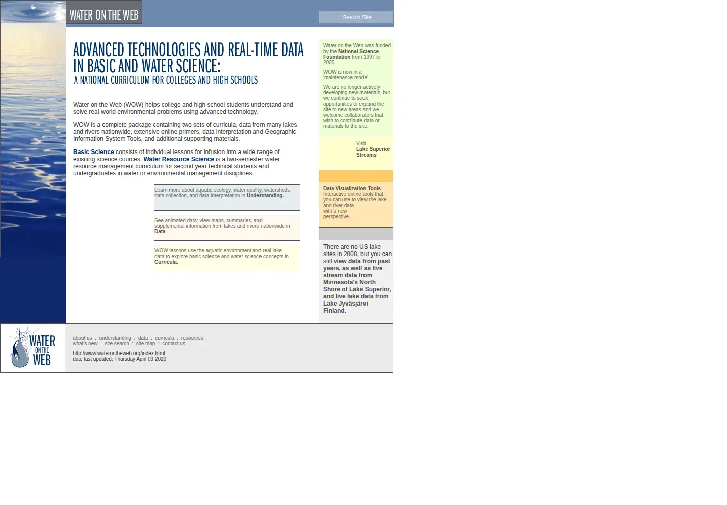 Screenshot of waterontheweb.org