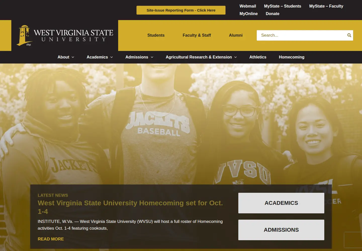 Screenshot of wvstateu.edu