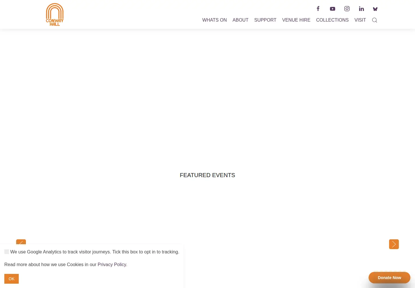 Screenshot of conwayhall.org.uk
