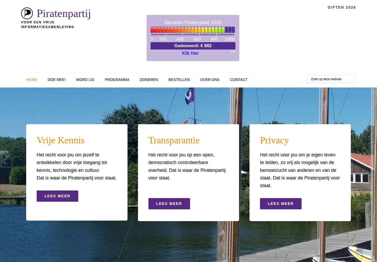Captured homepage of piratenpartij.nl in the current scan