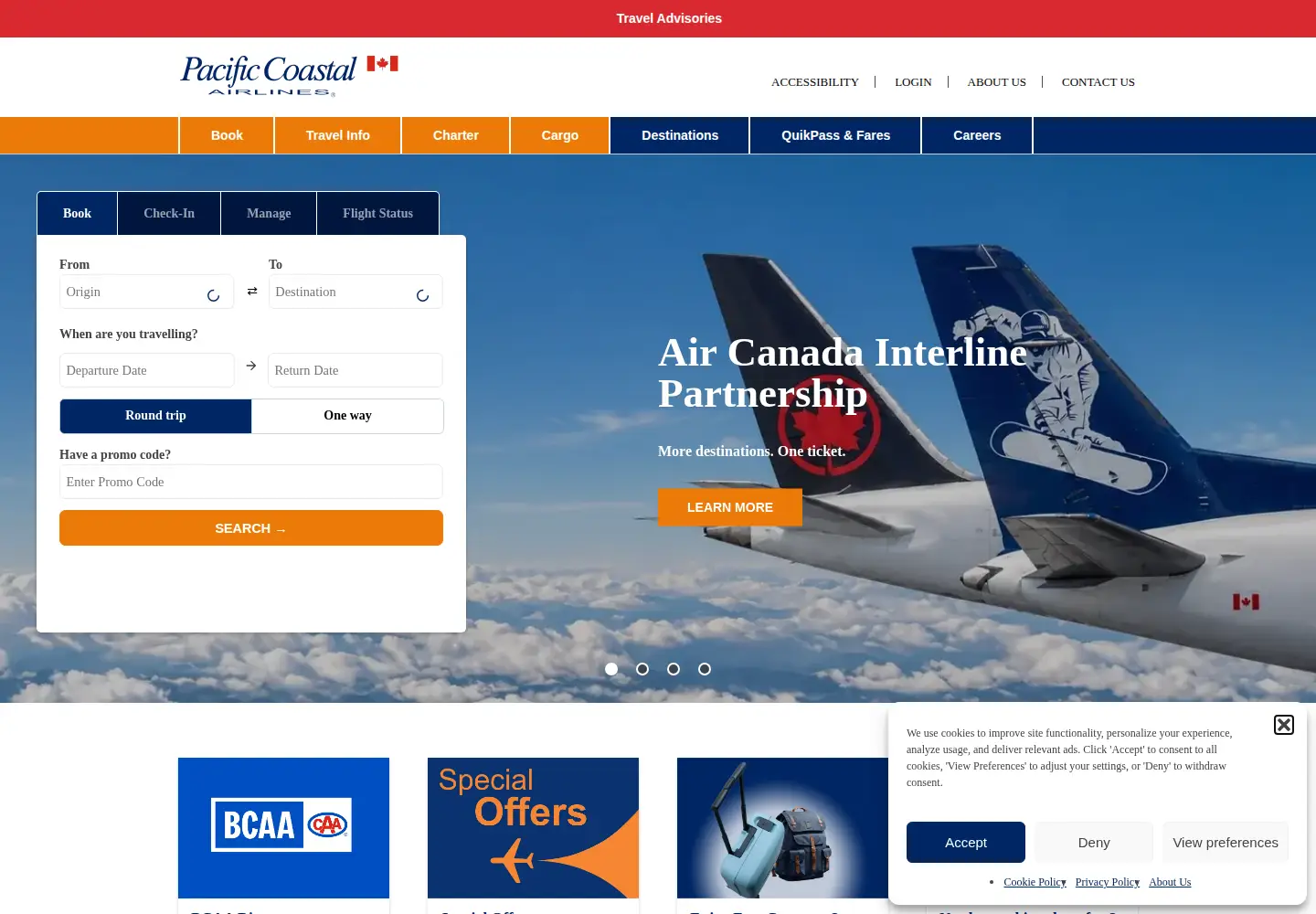 Captured homepage of pacificcoastal.com in the current scan
