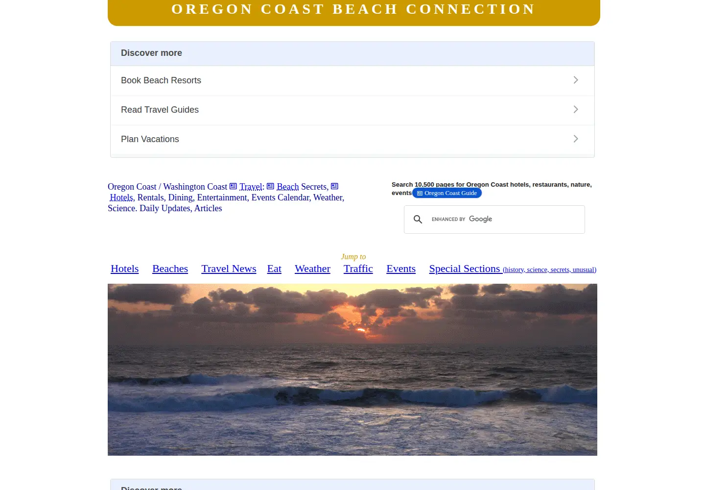 Captured homepage of beachconnection.net in the current scan