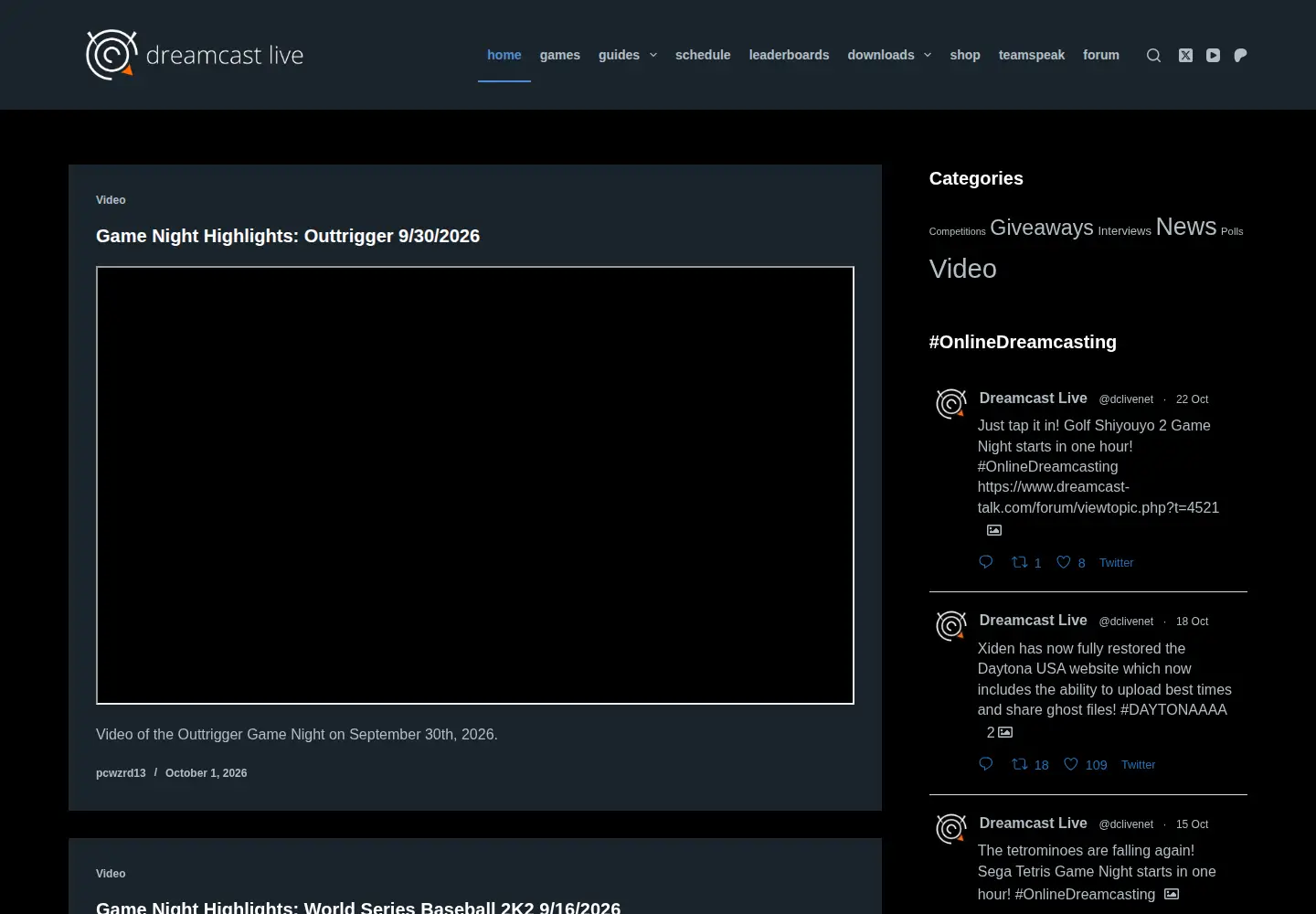 Screenshot of dreamcastlive.net