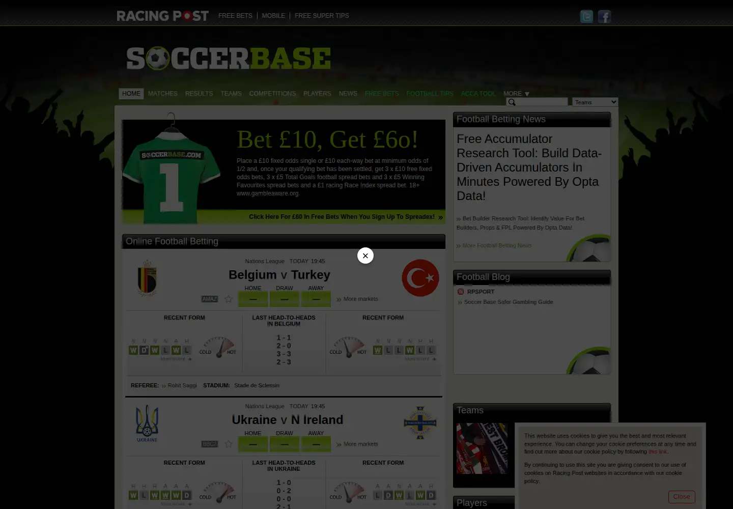 Screenshot of soccerbase.com