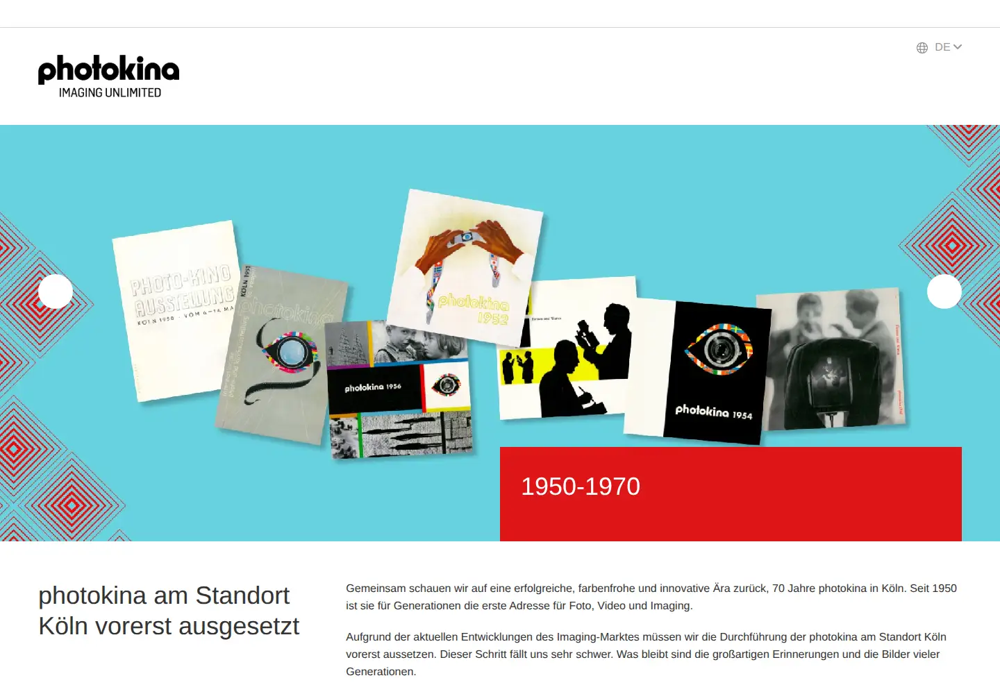 Screenshot of photokina.de