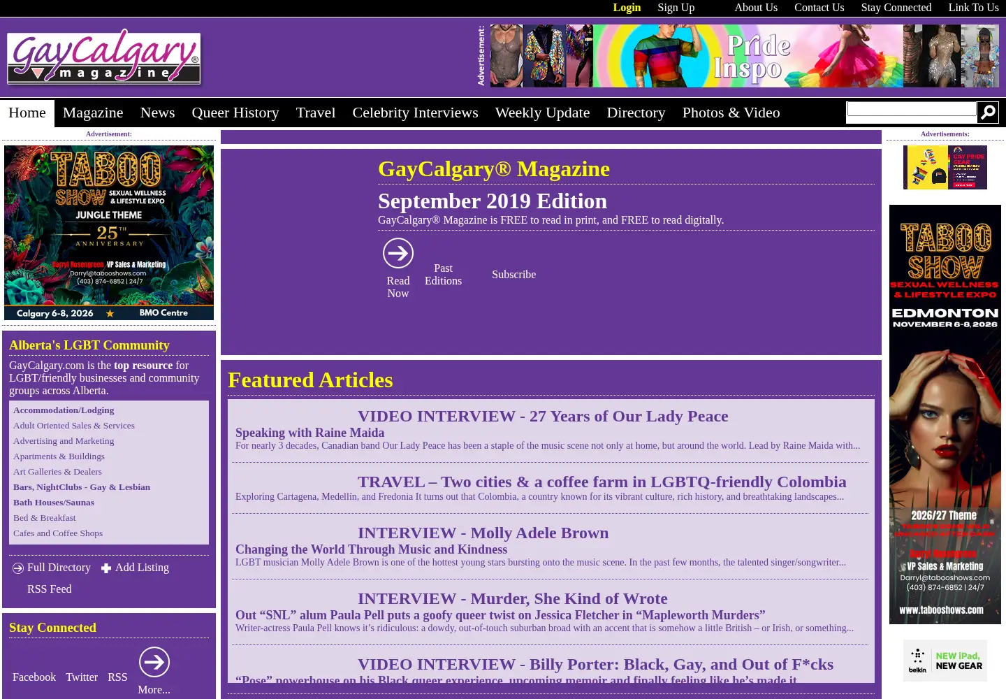 Captured homepage of gaycalgary.com in the current scan