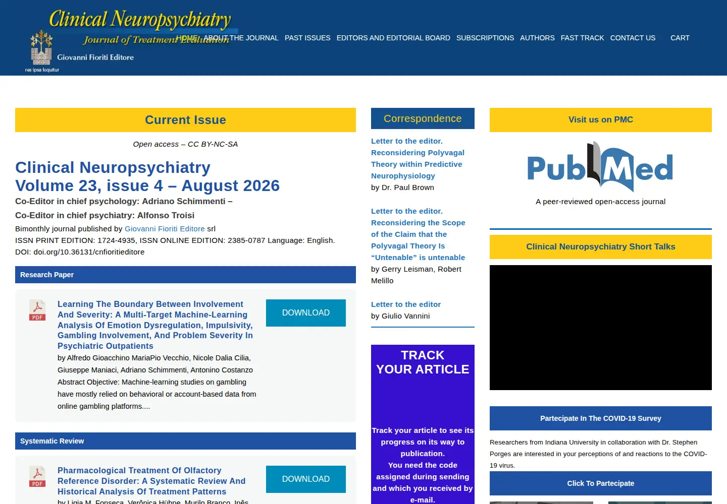 Screenshot of clinicalneuropsychiatry.org