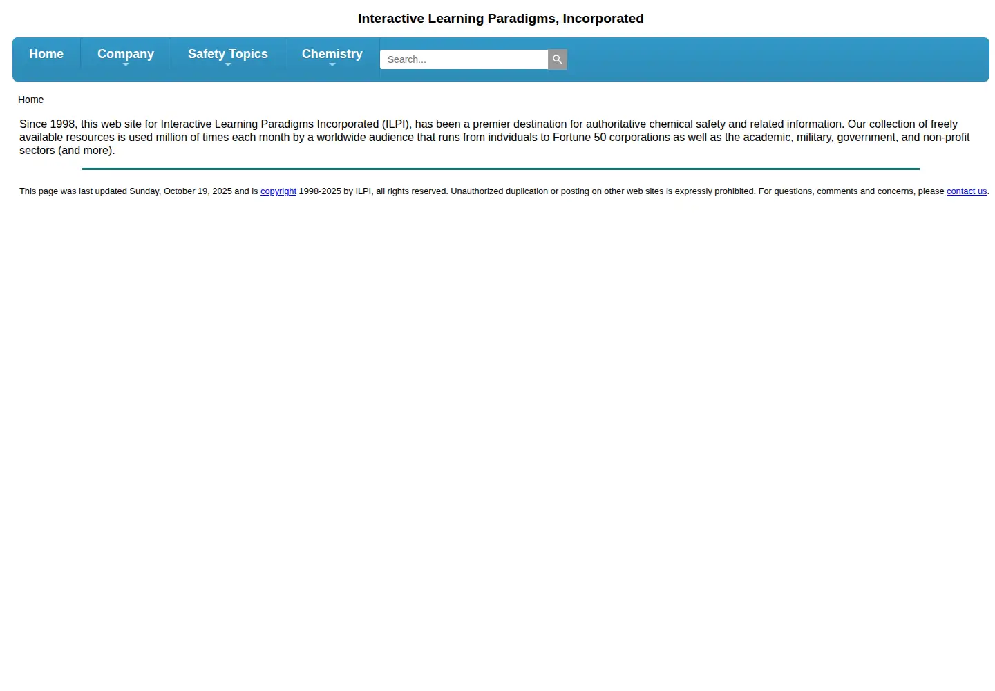 Captured homepage of ilpi.com in the current scan