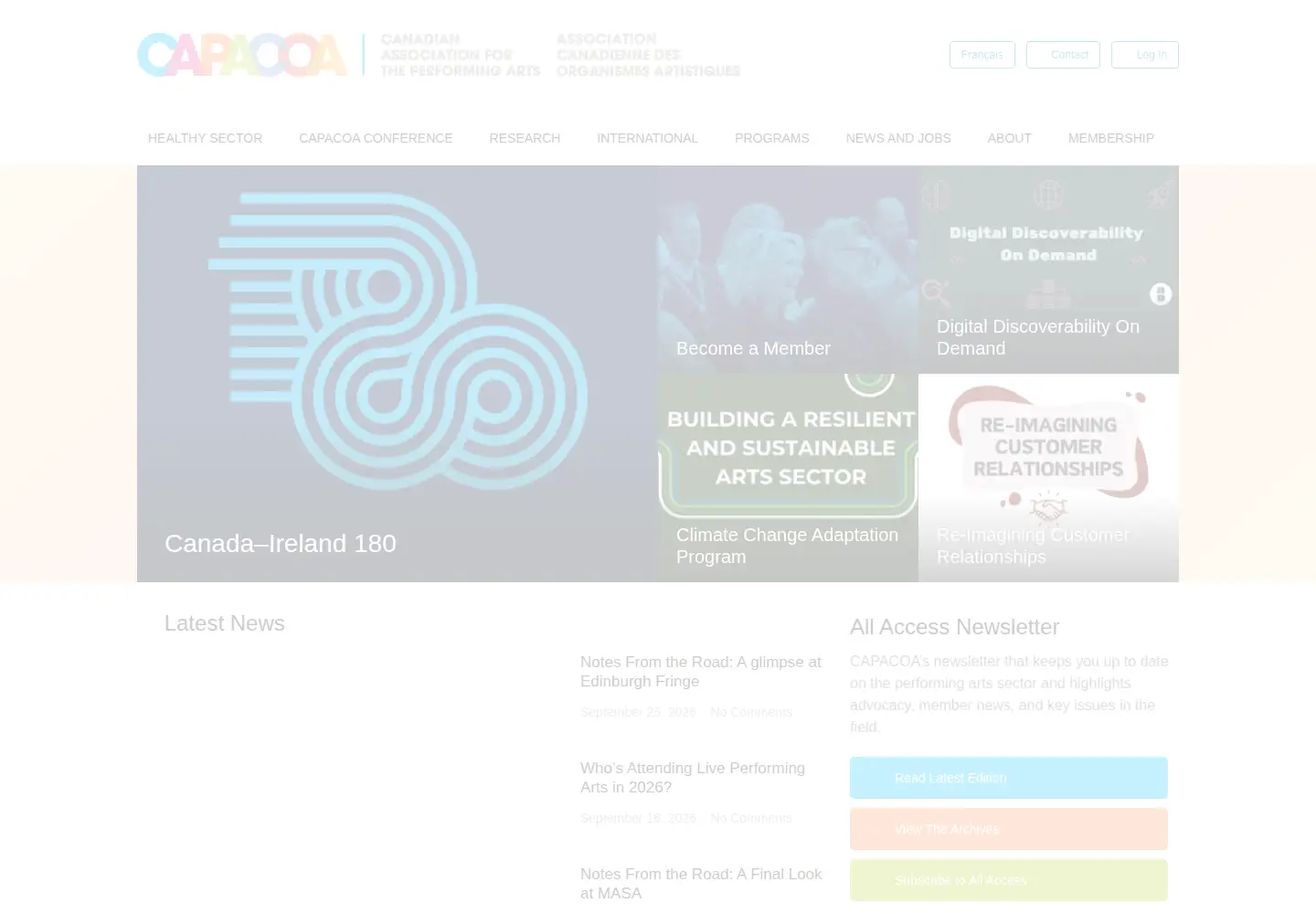 Captured homepage of capacoa.ca in the current scan