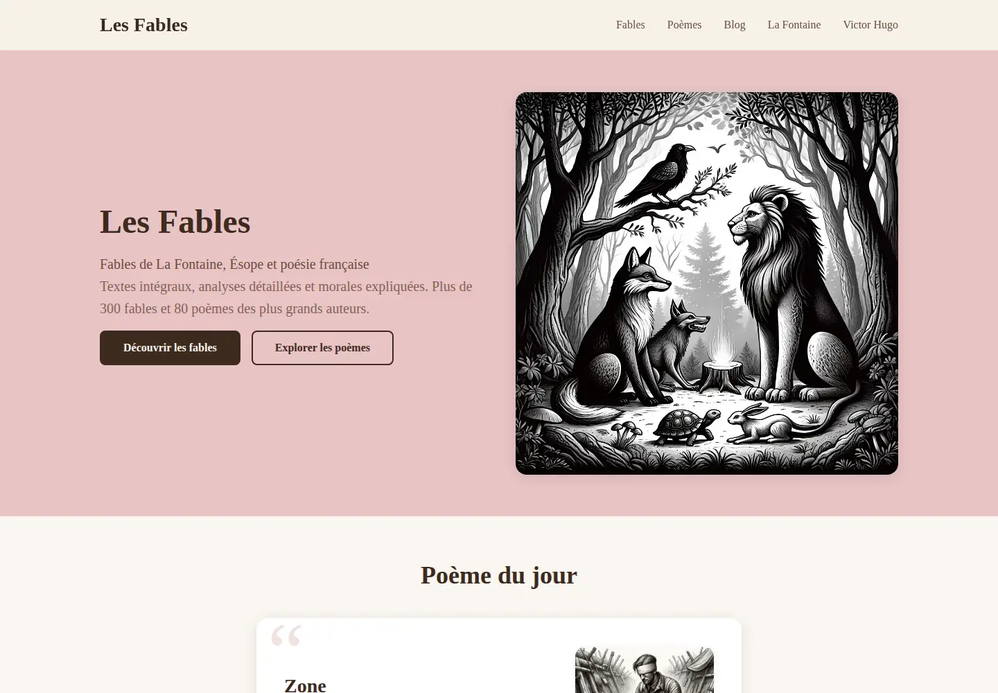 Captured homepage of lesfables.fr in the current scan