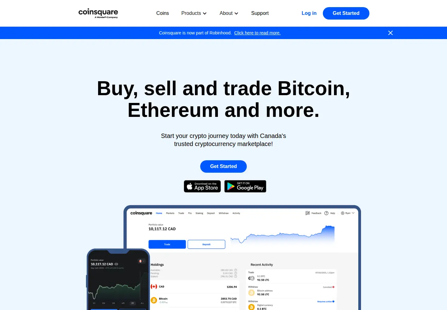 Screenshot of coinsquare.com