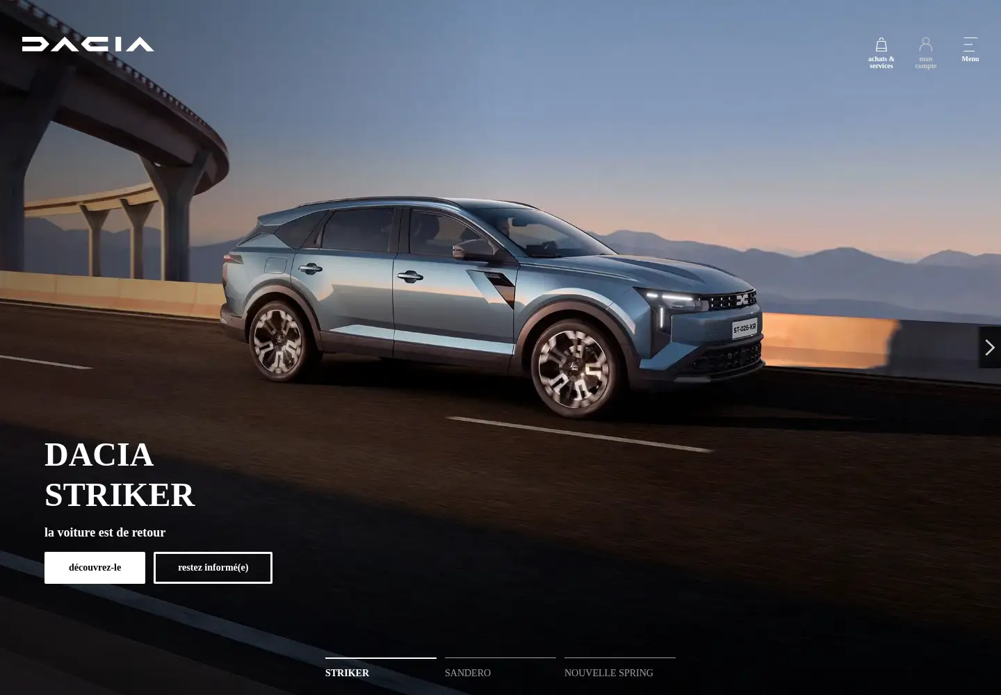 Screenshot of dacia.fr