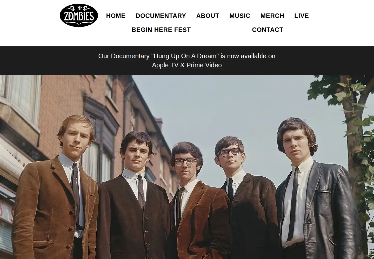 Captured homepage of thezombiesmusic.com in the current scan