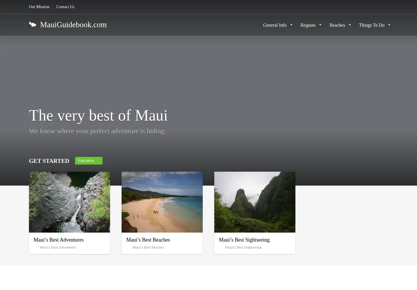 Captured homepage of mauiguidebook.com in the current scan