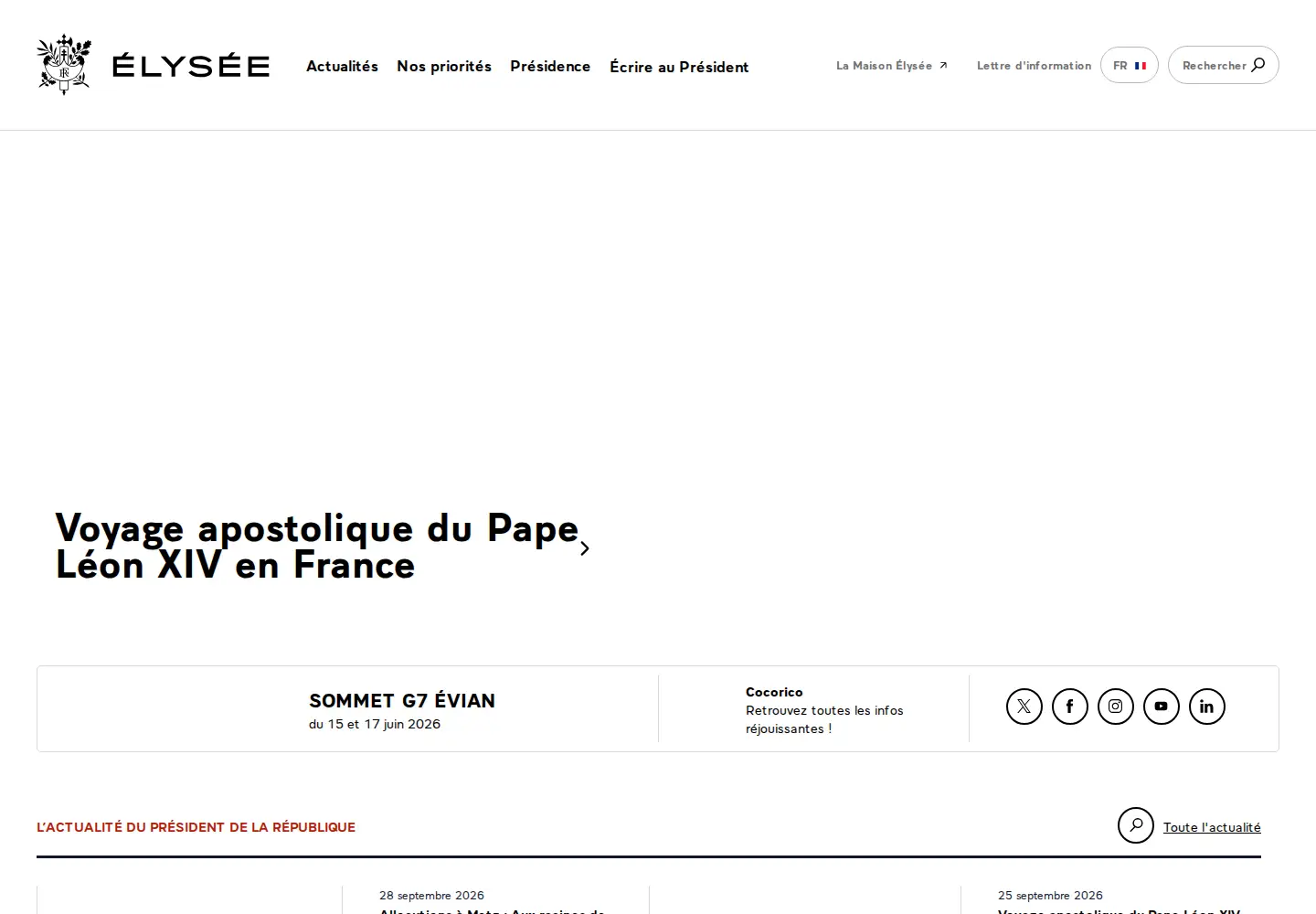 Screenshot of elysee.fr