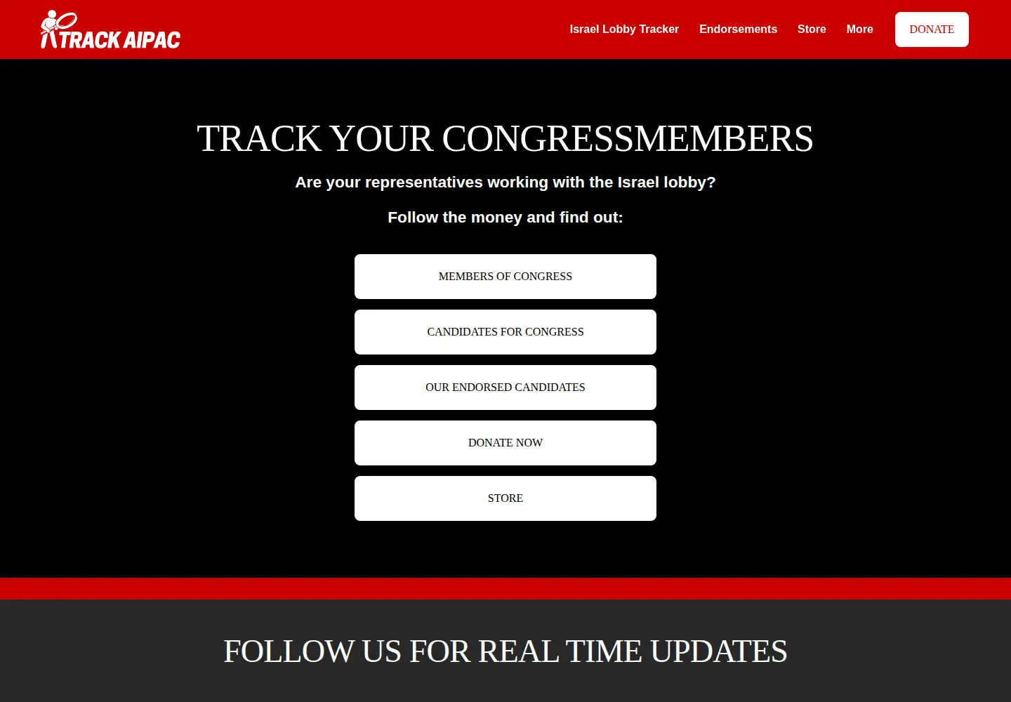 Screenshot of trackaipac.com