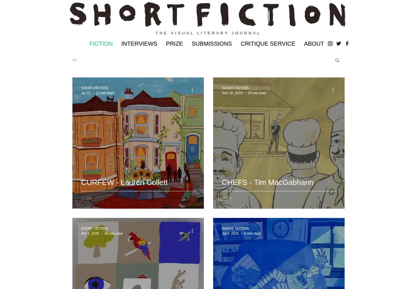 Captured homepage of shortfictionjournal.co.uk in the current scan