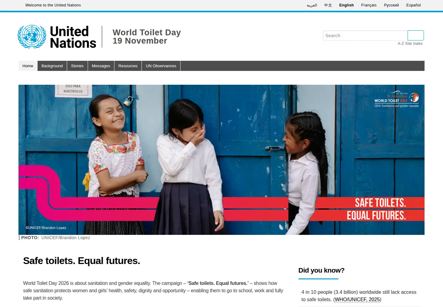 Screenshot of worldtoiletday.org