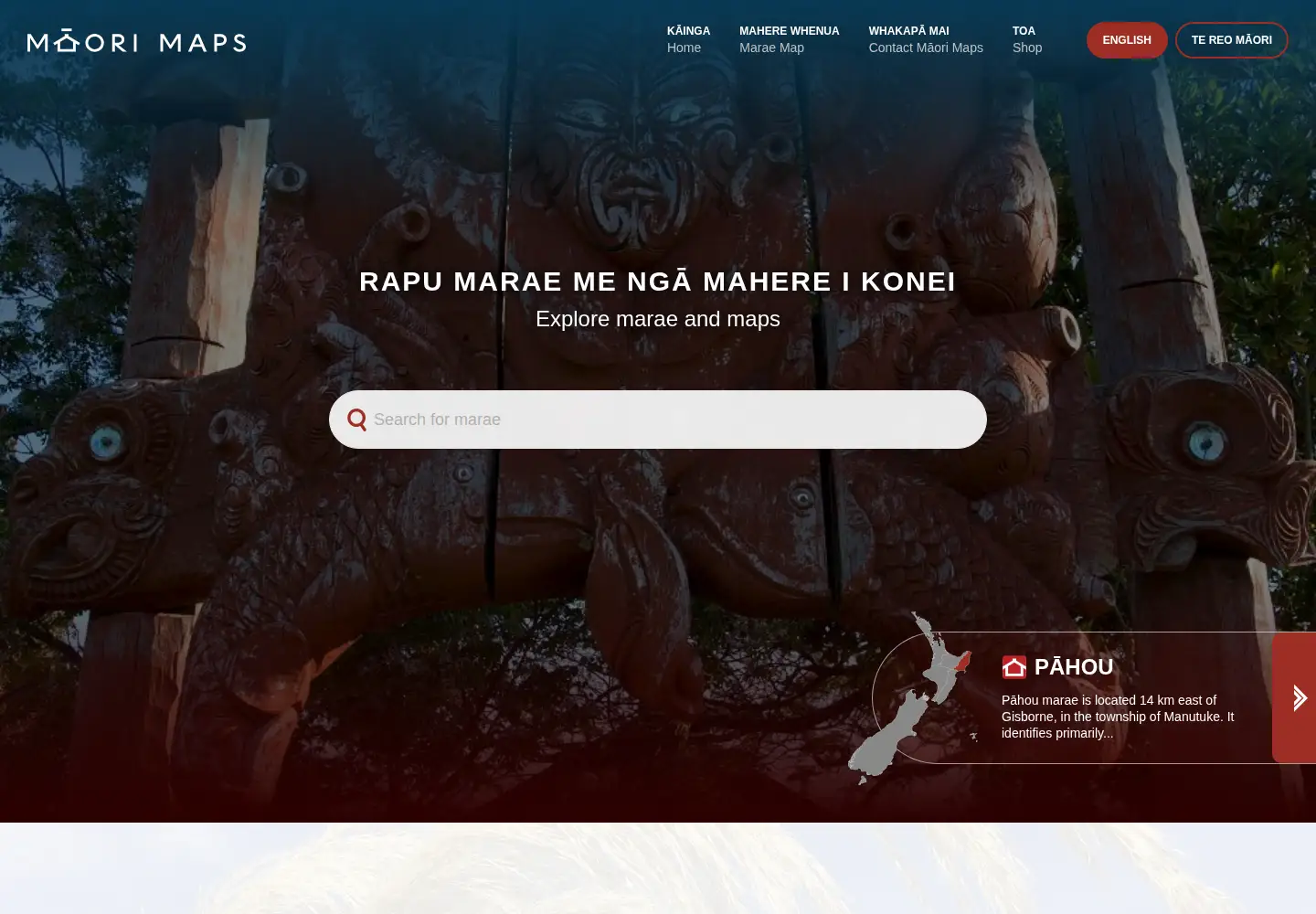 Screenshot of maorimaps.com
