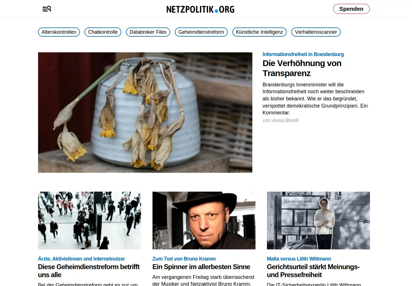 Screenshot of netzpolitik.org