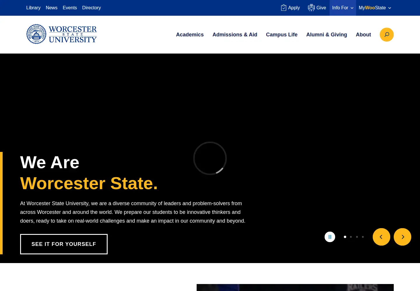 Screenshot of worcester.edu