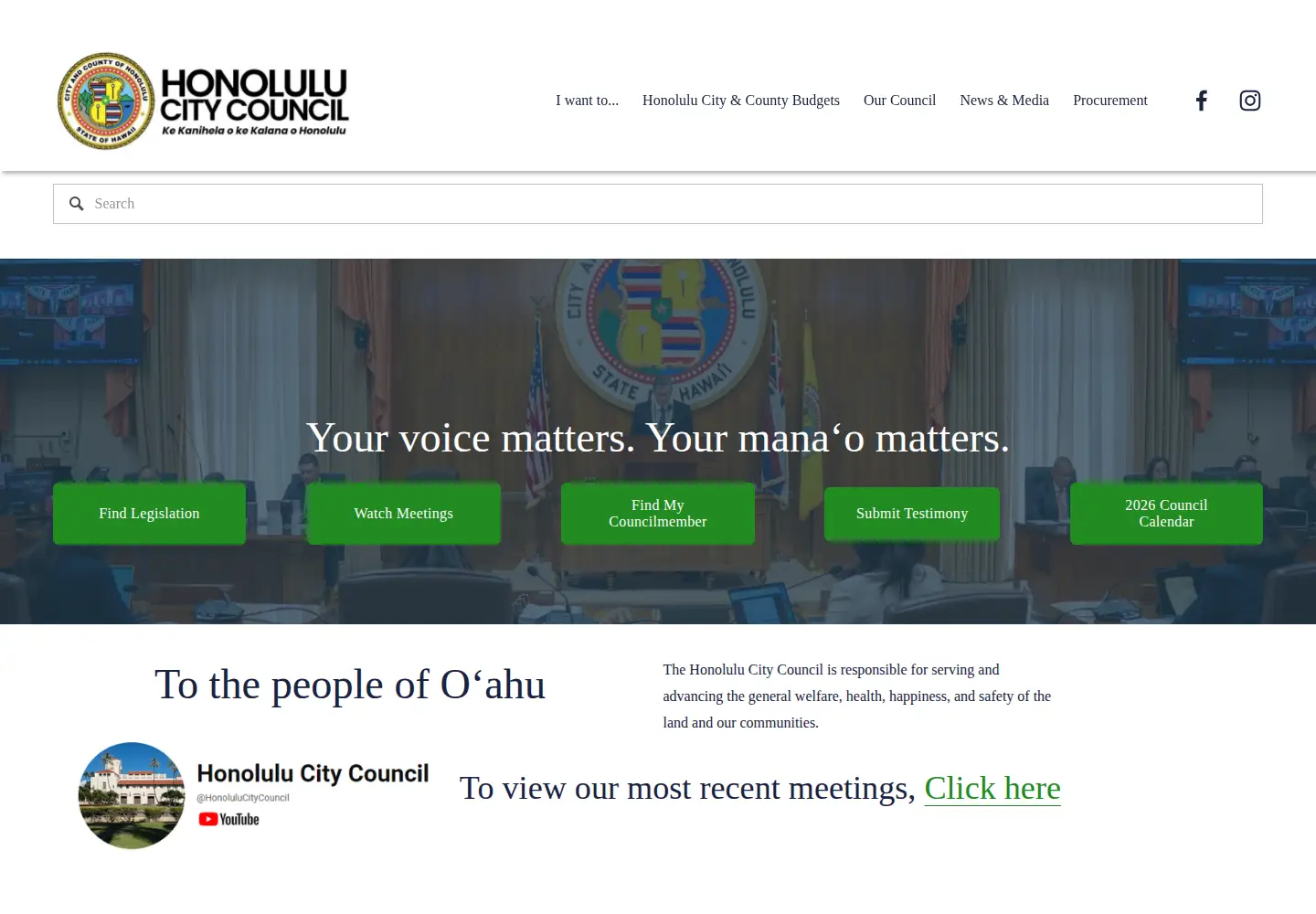 Captured homepage of honolulucitycouncil.org in the current scan