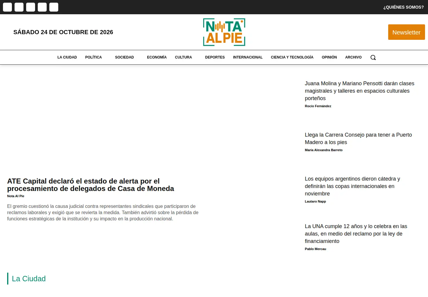 Captured homepage of notaalpie.com.ar in the current scan