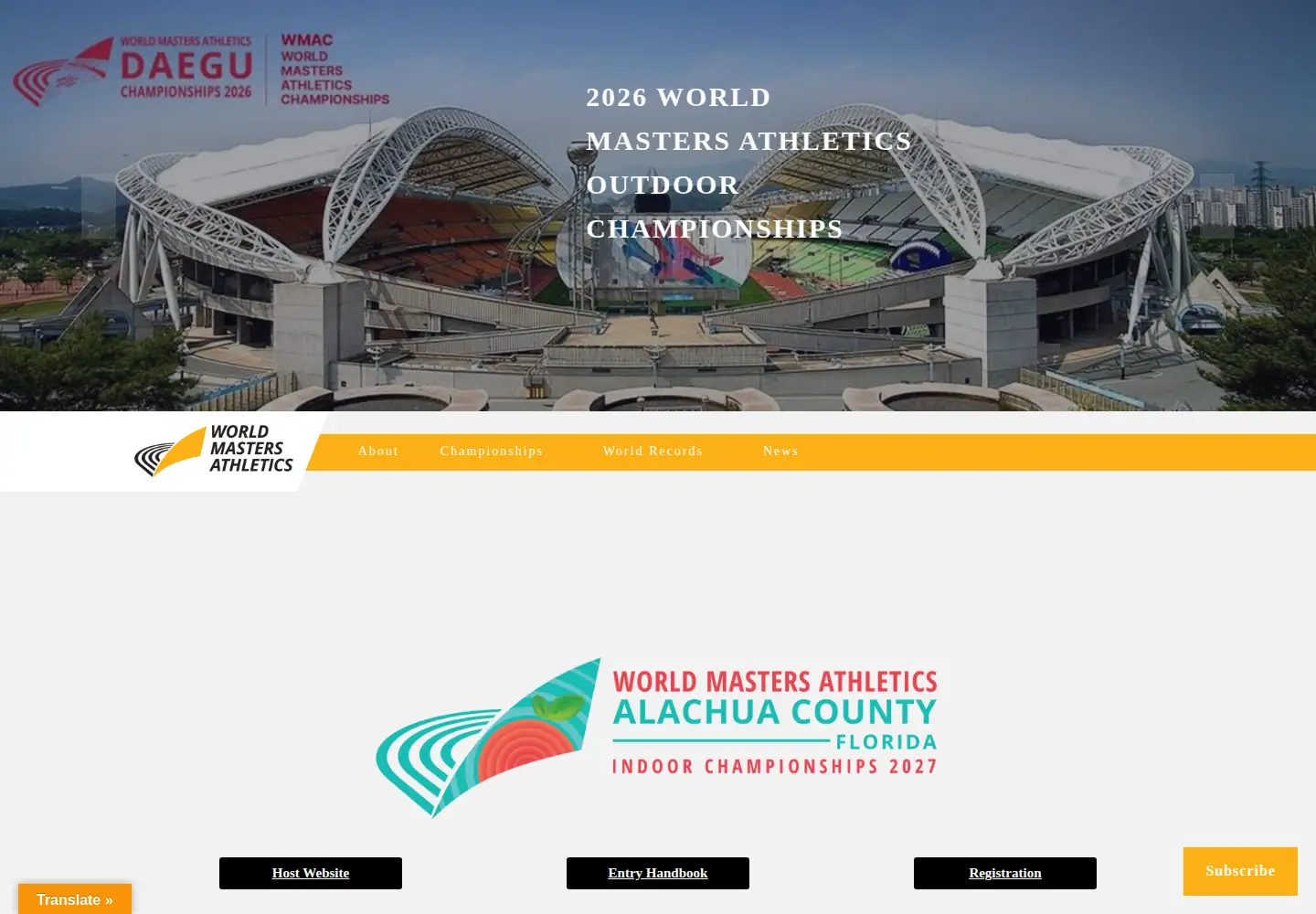 Screenshot of world-masters-athletics.org