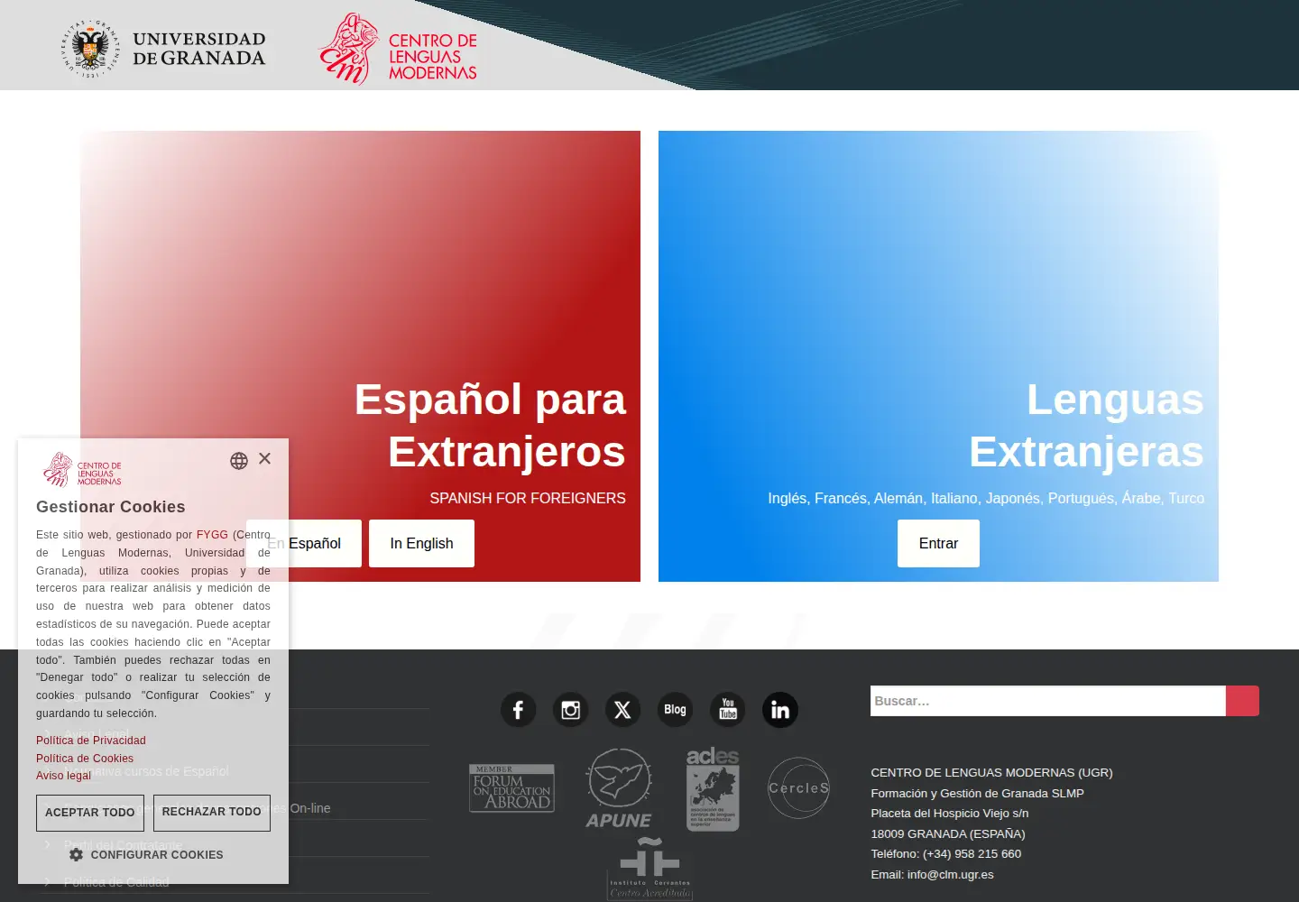 Captured homepage of clm-granada.com in the current scan