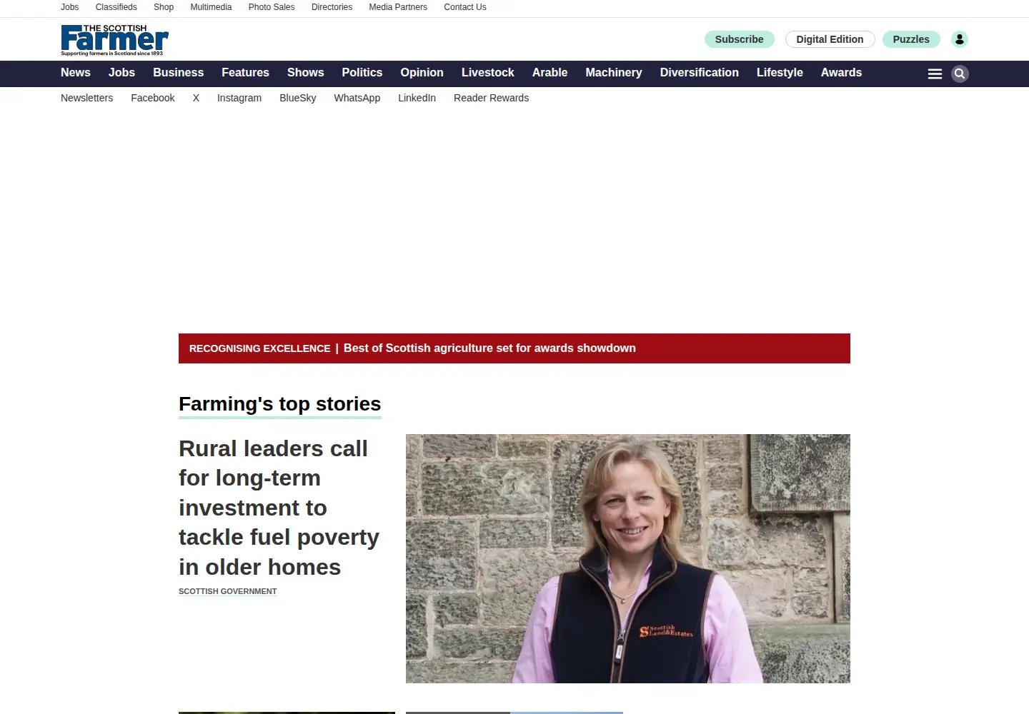 Screenshot of thescottishfarmer.co.uk
