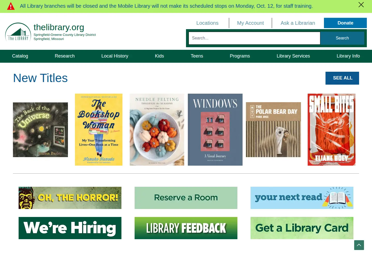 Screenshot of thelibrary.org