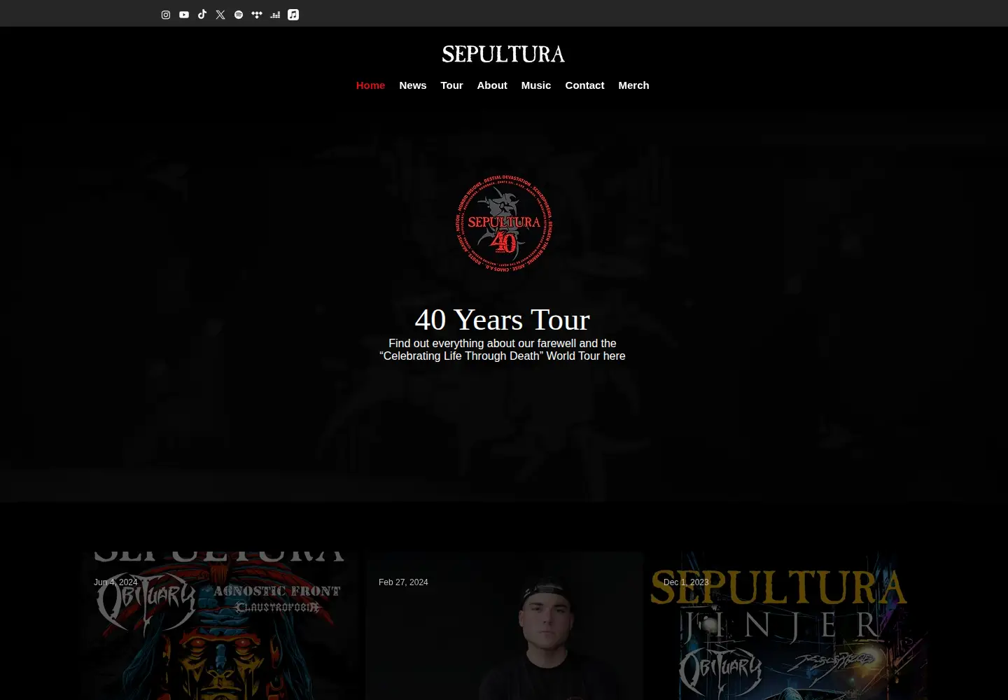Screenshot of sepultura.com.br