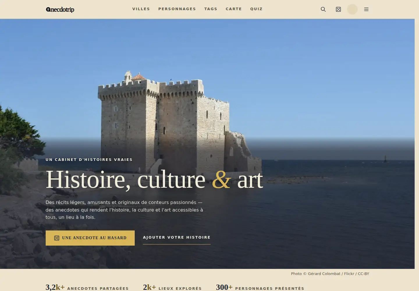 Screenshot of anecdotrip.com