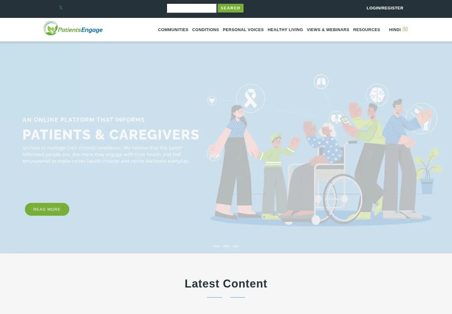 Screenshot of patientsengage.com