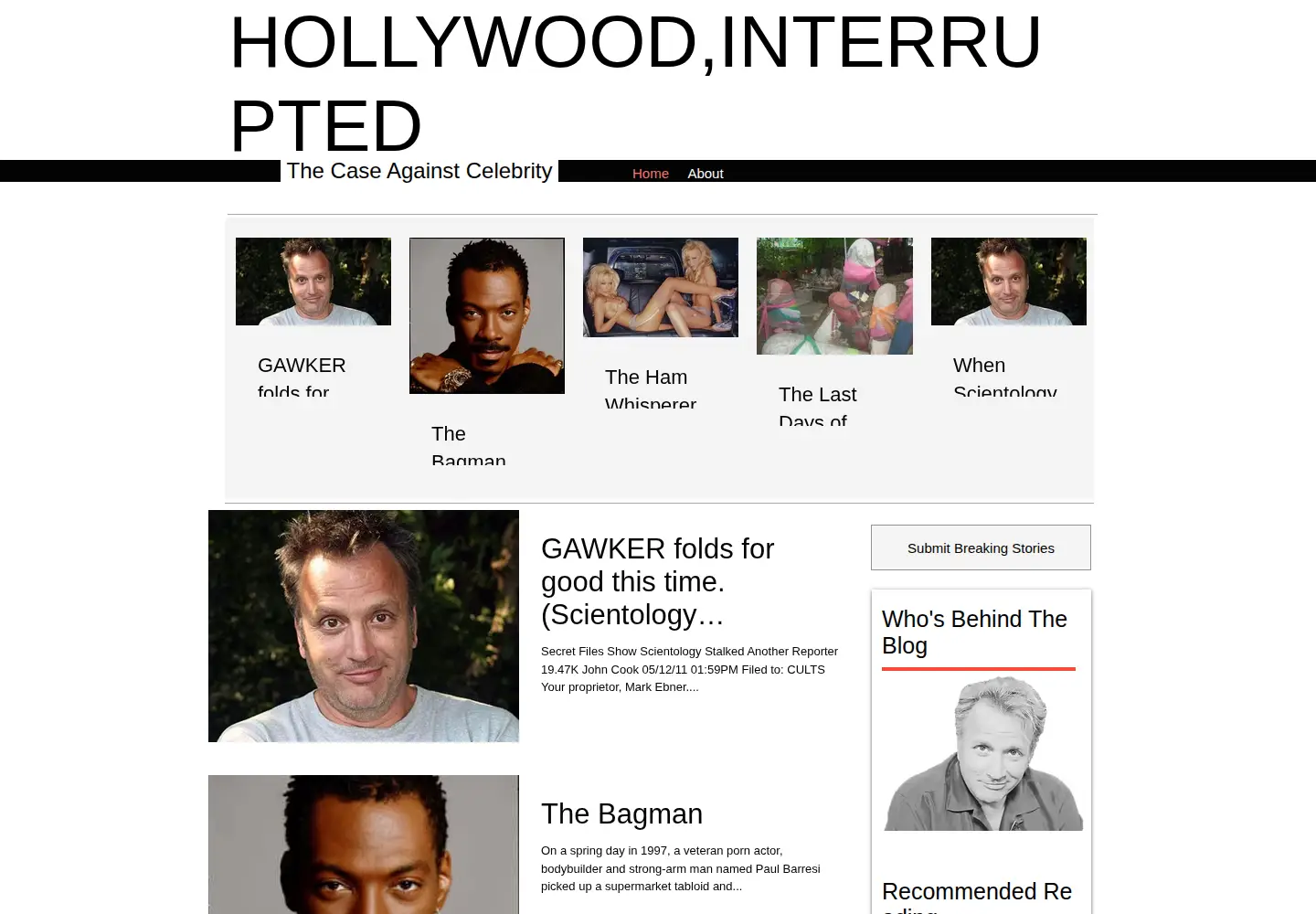 Captured homepage of hollywoodinterrupted.com in the current scan