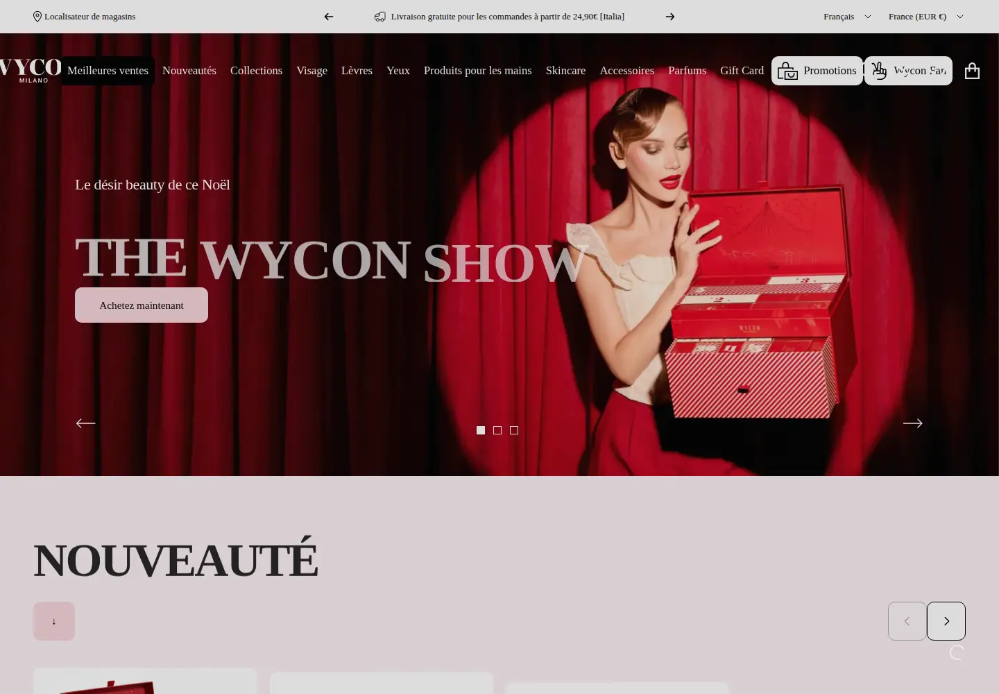 Screenshot of wyconcosmetics.com