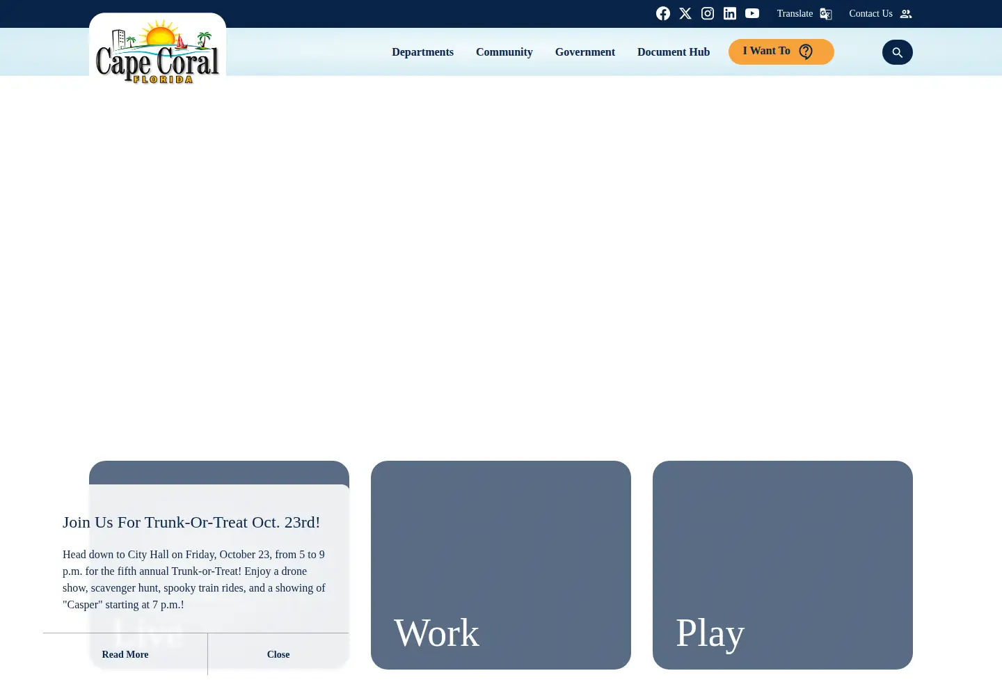 Captured homepage of capecoral.gov in the current scan
