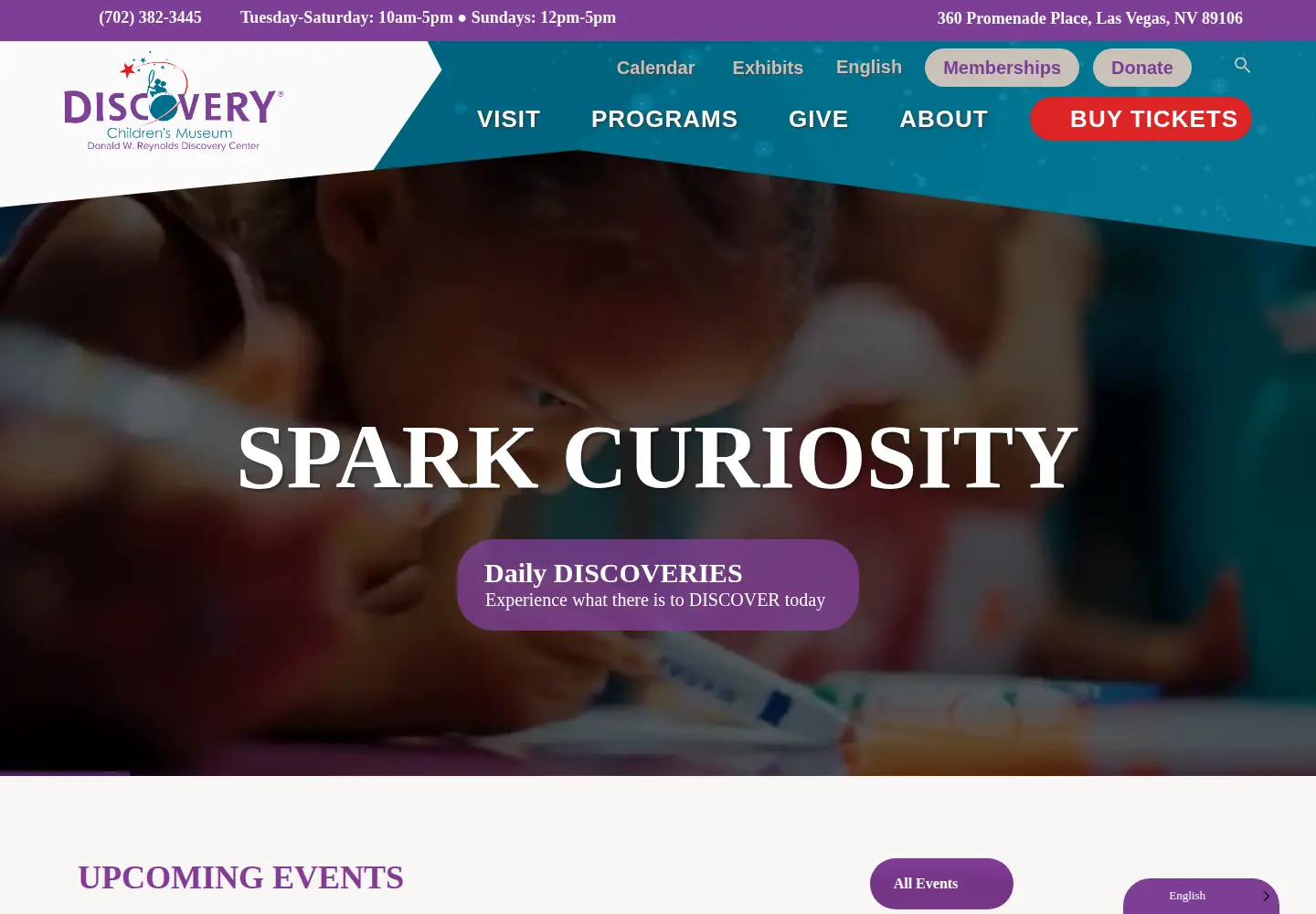 Screenshot of discoverykidslv.org