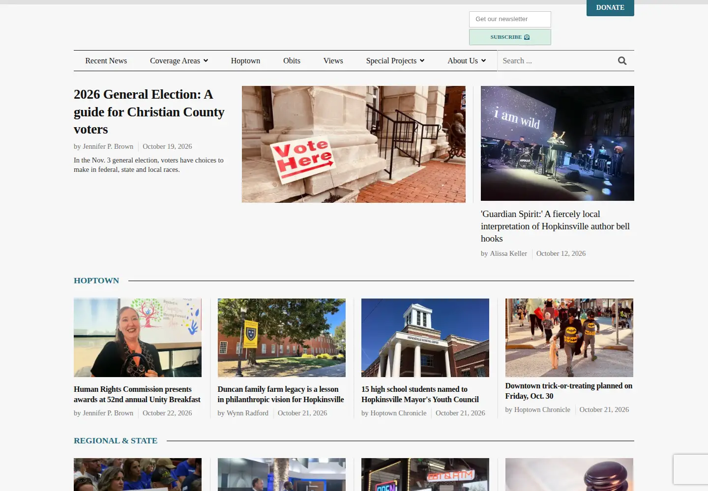 Captured homepage of hoptownchronicle.org in the current scan