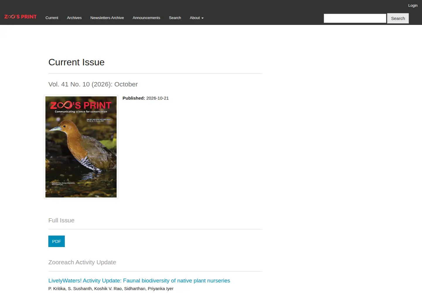 Captured homepage of zoosprint.org in the current scan