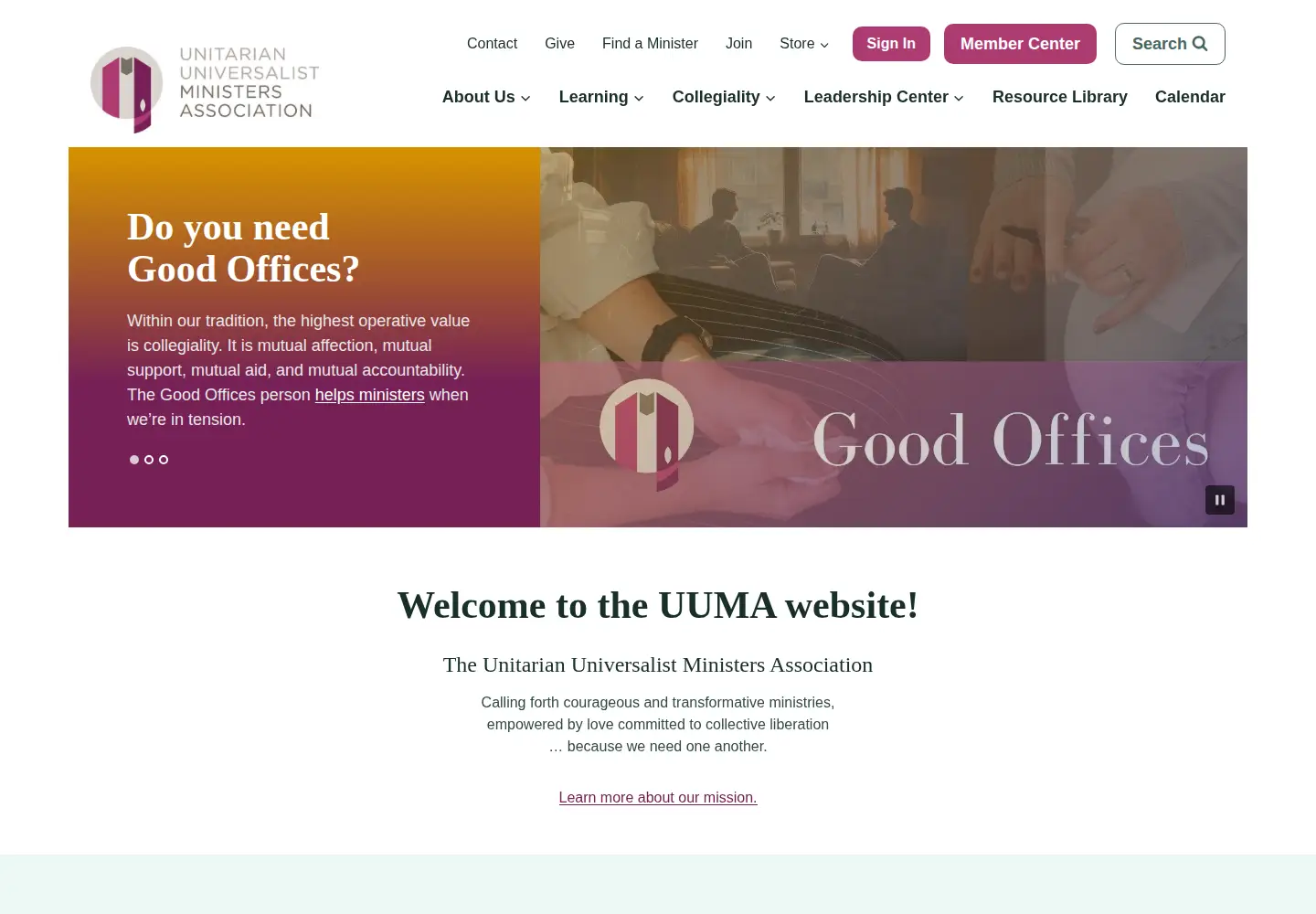 Captured homepage of uuma.org in the current scan