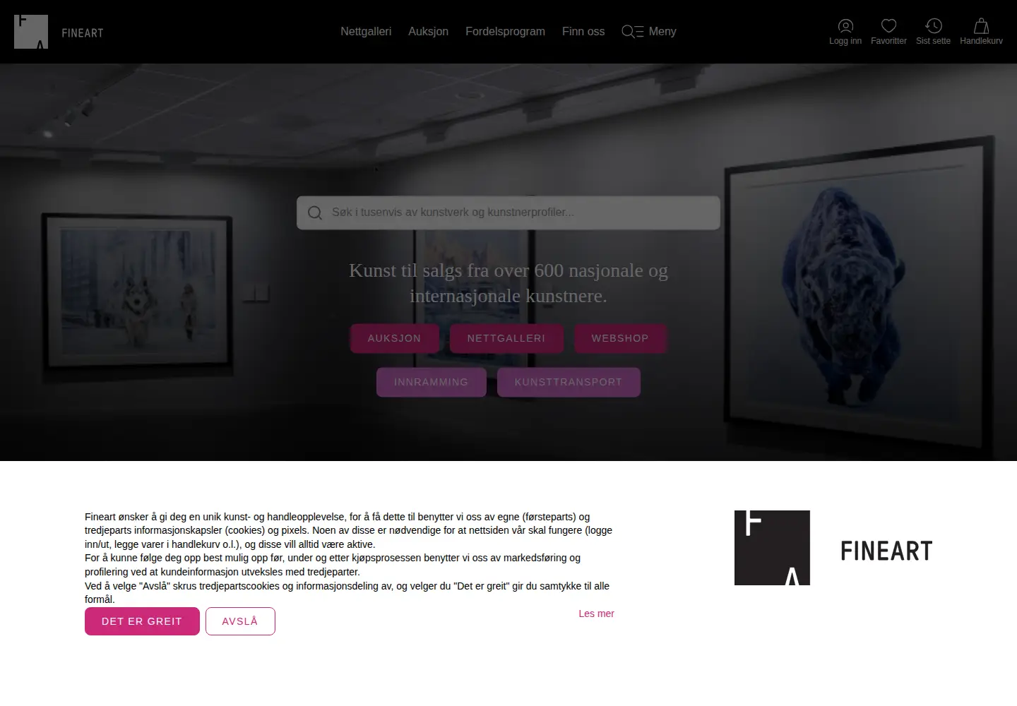 Screenshot of fineart.no