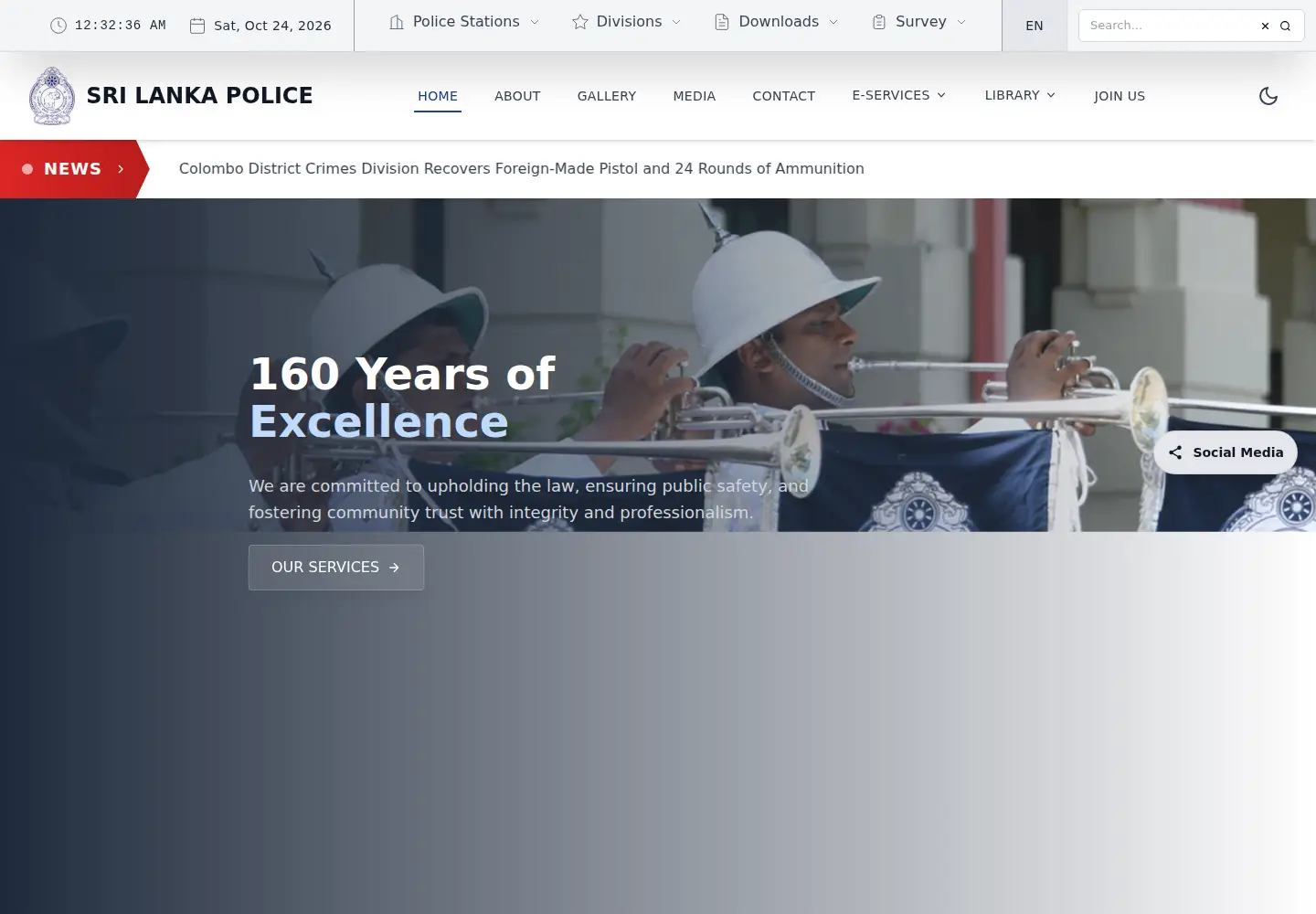 Screenshot of police.lk