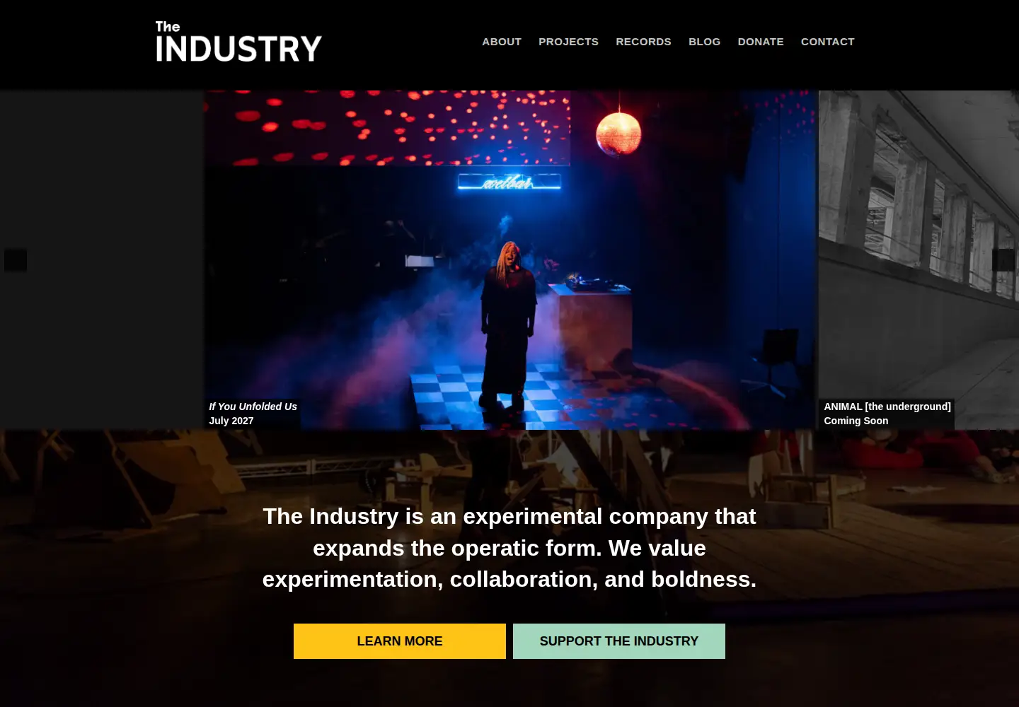 Captured homepage of theindustryla.org in the current scan